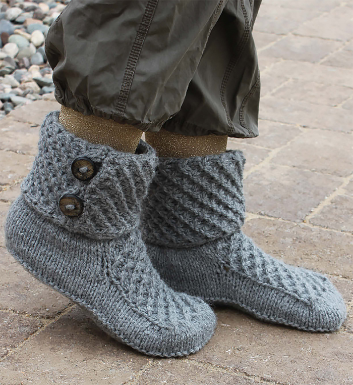 boot slippers knitting pattern