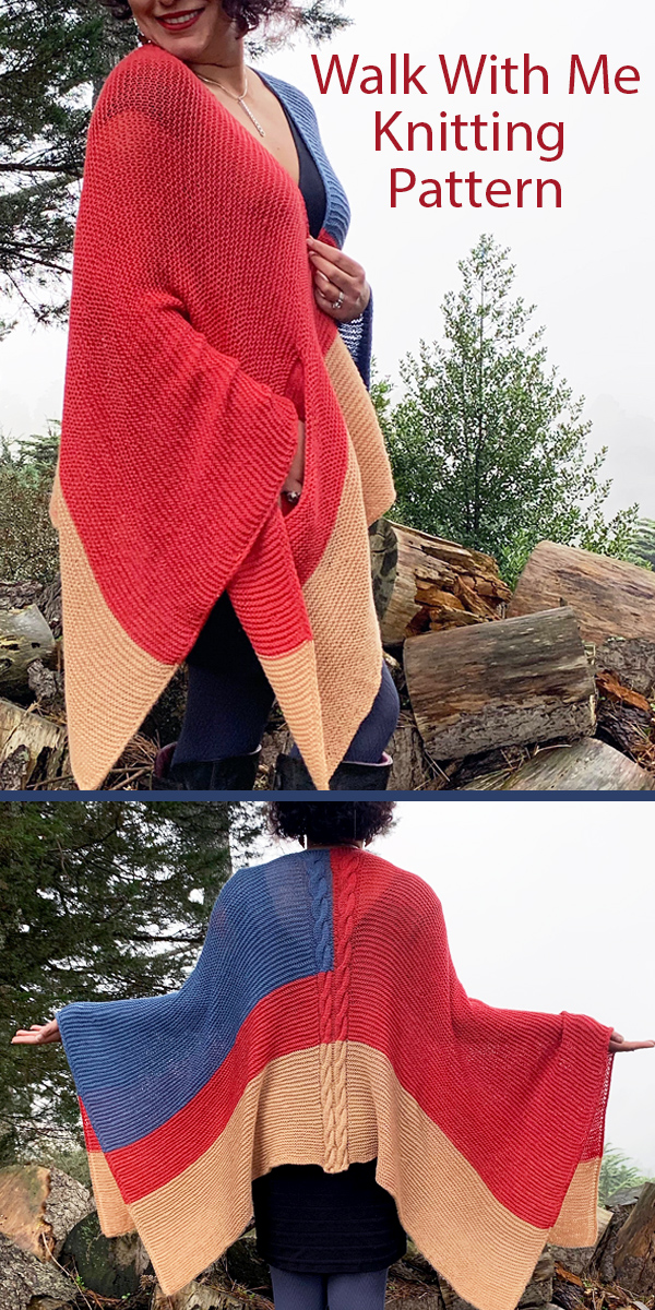 Knitting Pattern for Walk With Me Cape with Pockets