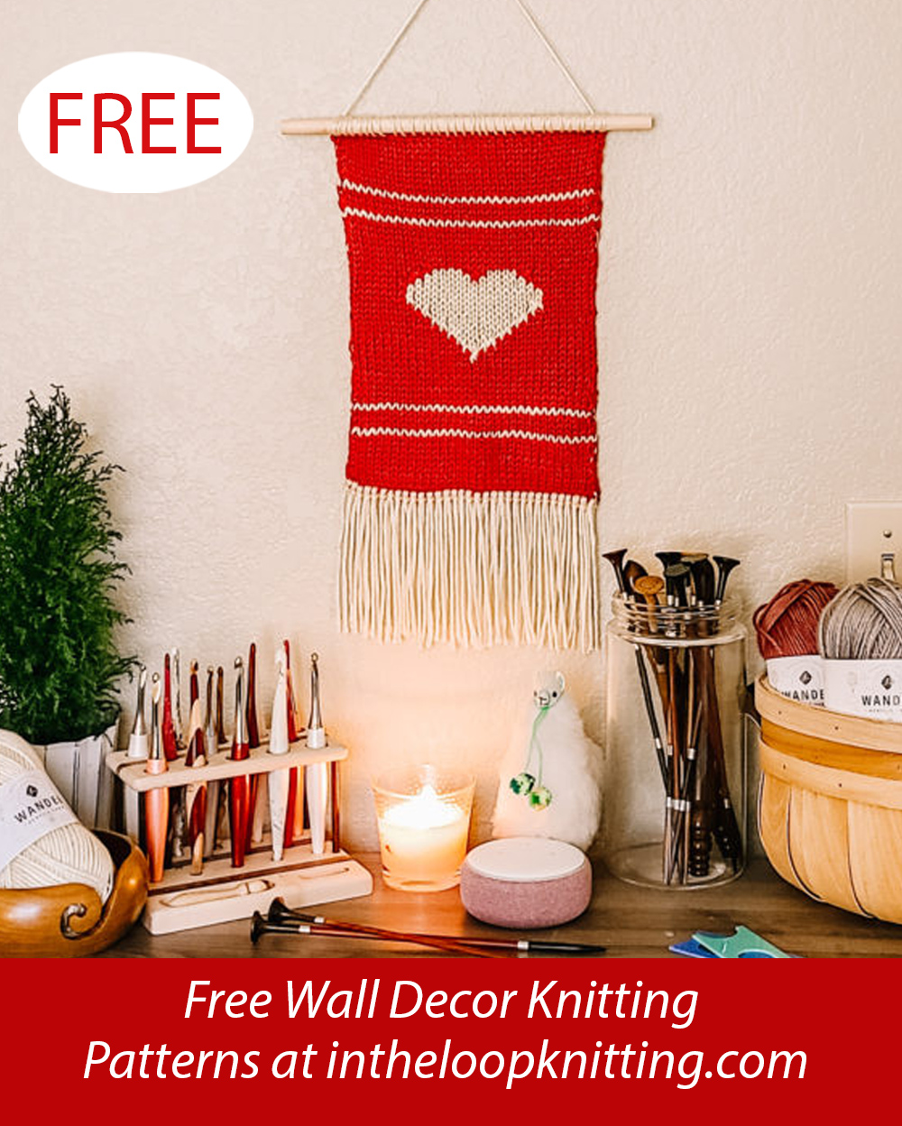 Free Wander Hearts  Wall Hanging Knitting Patterns