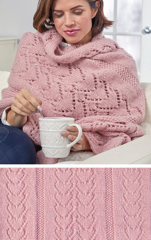 Free Knitting Pattern for Warming Hearts Sofa Shawl