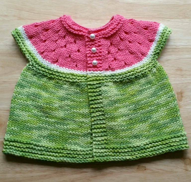 Free Knitting Pattern for Watermelon Baby Cardigan