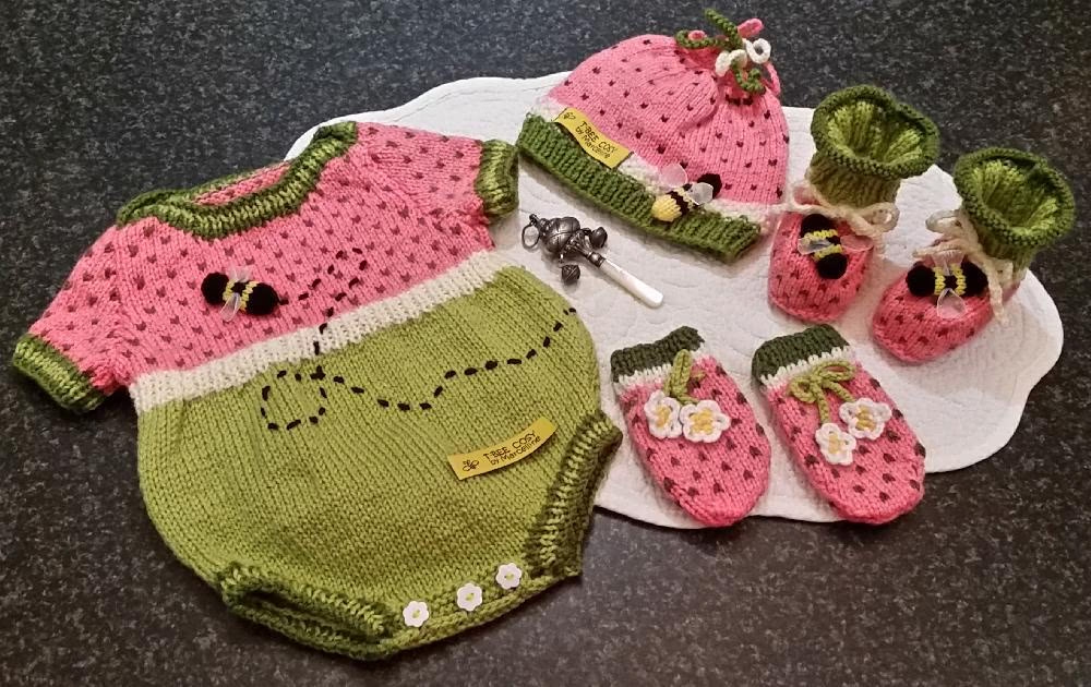 Watermelon Baby Romper Onesie Set Knitting Pattern