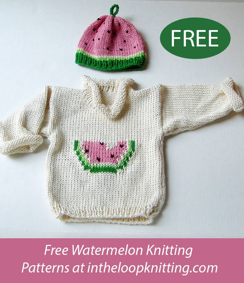 Free Baby Watermelon Sweater and Hat Knitting Pattern