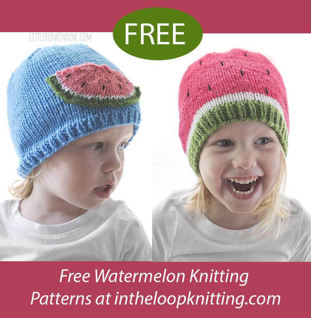 Free Watermelon Baby Hats Knitting Pattern