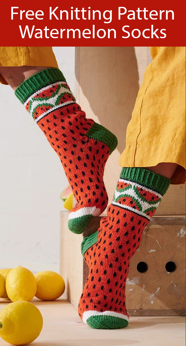 Free Knitting Pattern for Watermelon Socks