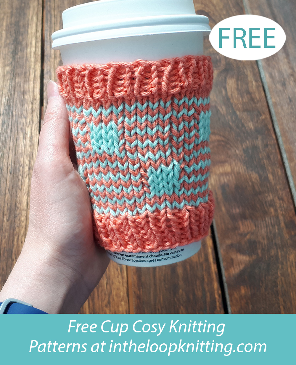 Free Cup Cozy Knitting Pattern Wave and Box Mosaic Cozy