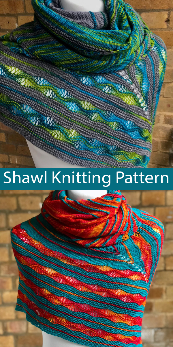 Wave Goodbye Shawl Knitting Pattern Knit Flat