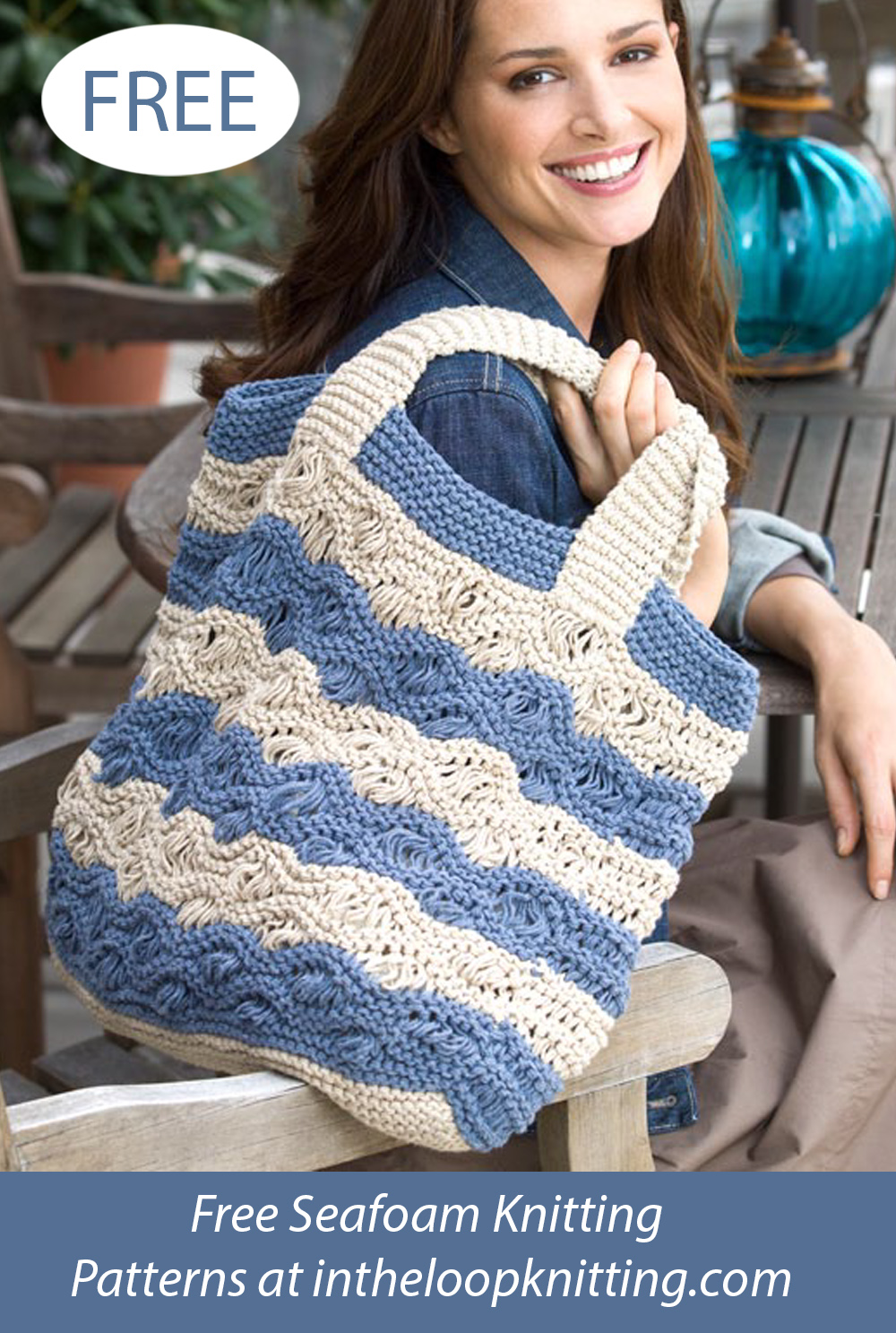 Waves Tote Bag Free Knitting Pattern | Bag, Purse, and Tote Free Knitting Patterns at https://intheloopknitting.com/bag-purse-and-tote-free-knitting-patterns/