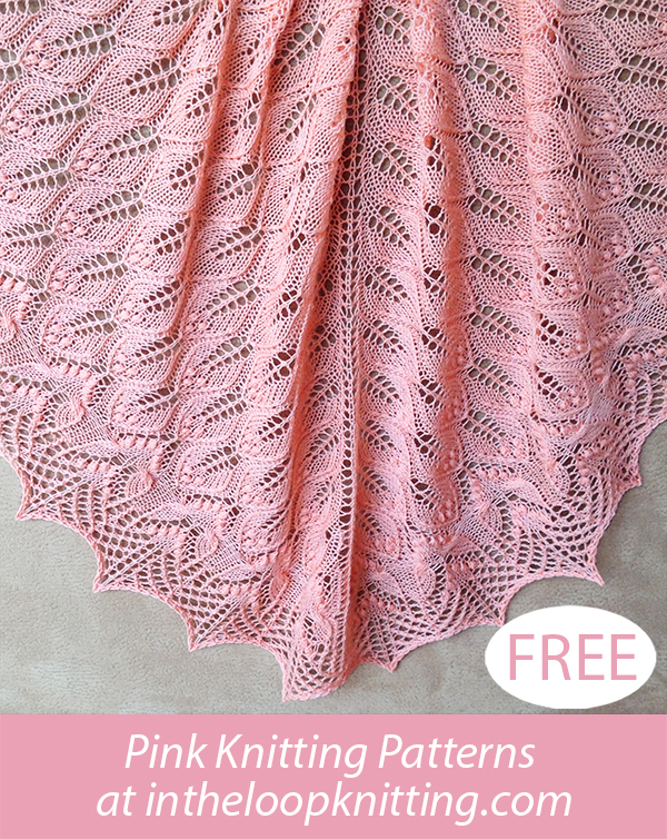 Free Pink Wavy Leaves and Butterflies Shawl Knitting Pattern