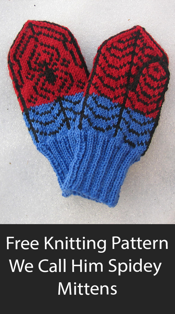 Spiderman Mittens Free Knitting Pattern