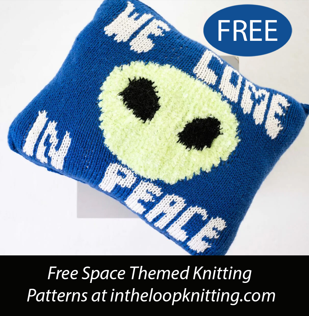 Free We Come in Peace Pillow Knitting Pattern