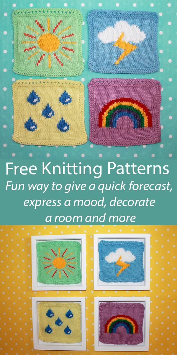 Free Knitting Pattern Weather Symbols Squares