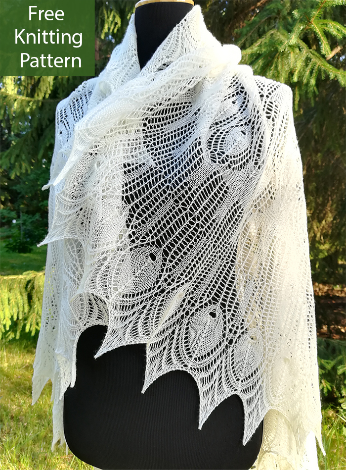 Knitting Pattern for Free Wedding Peacock Shawl