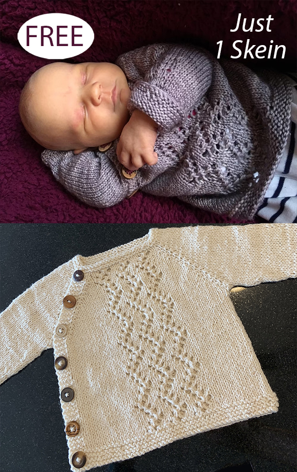 Free Wee Anna Lynn Baby Cardigan One Skein Knitting Pattern