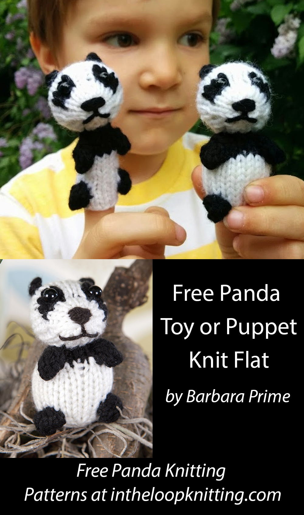 Free Panda Knitting Pattern Wee Panda by Barbara Prime