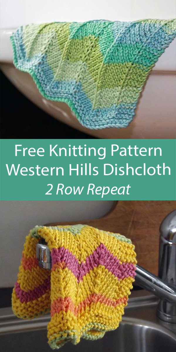 Free Dish Cloth Knitting Pattern Western Hills Dishcloth 2 Row Repeat