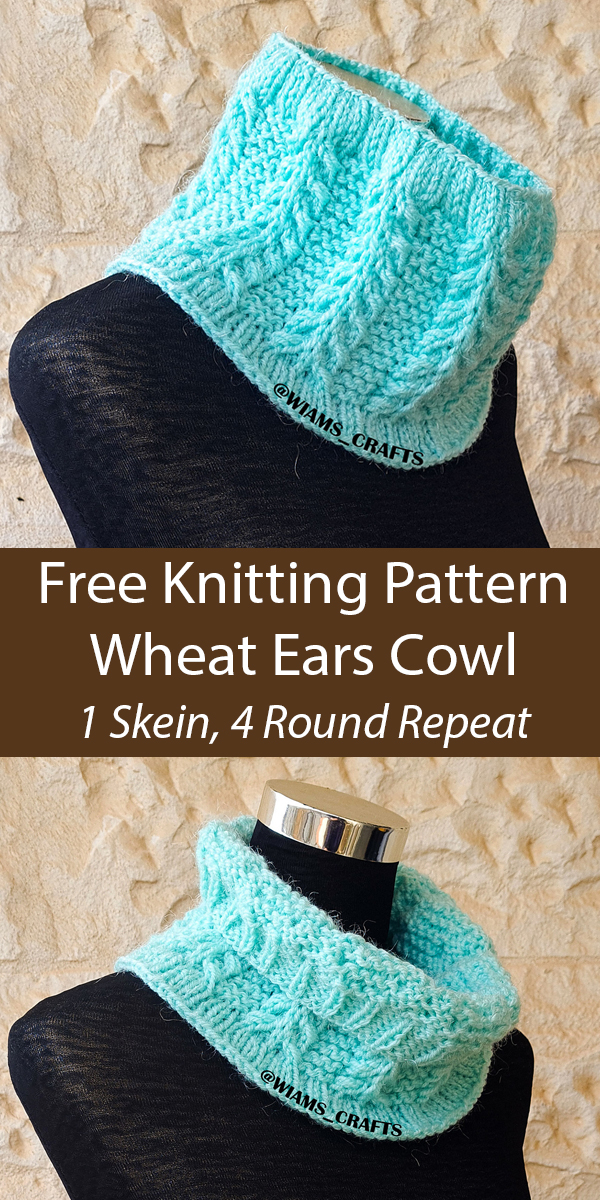 Wheat Ears Cowl Free Knitting Pattern 4 Round Repeat