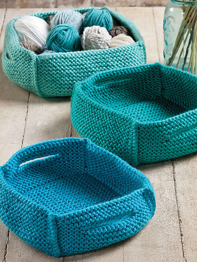 Knitting Patterns & Supplies - Garter Stitched Baskets