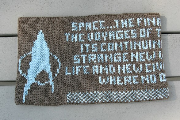 Free knitting pattern for Where No One Has Gone Before Cowl and more Trek inspired knitting patterns