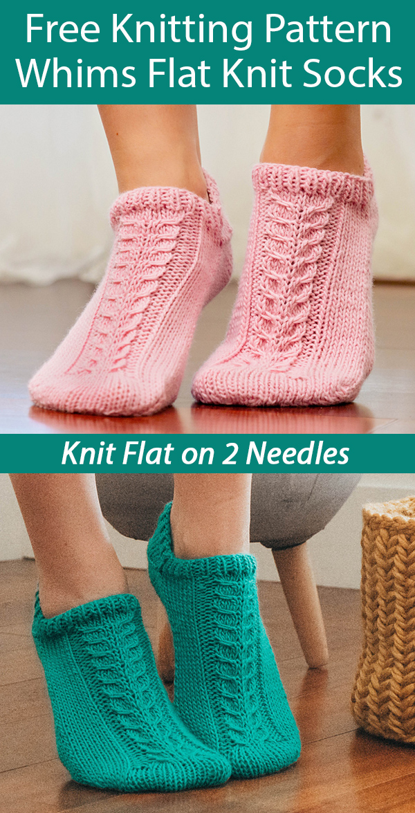 Free Knitting Pattern for Whims Easy Flat Knit Socks on Two Needles