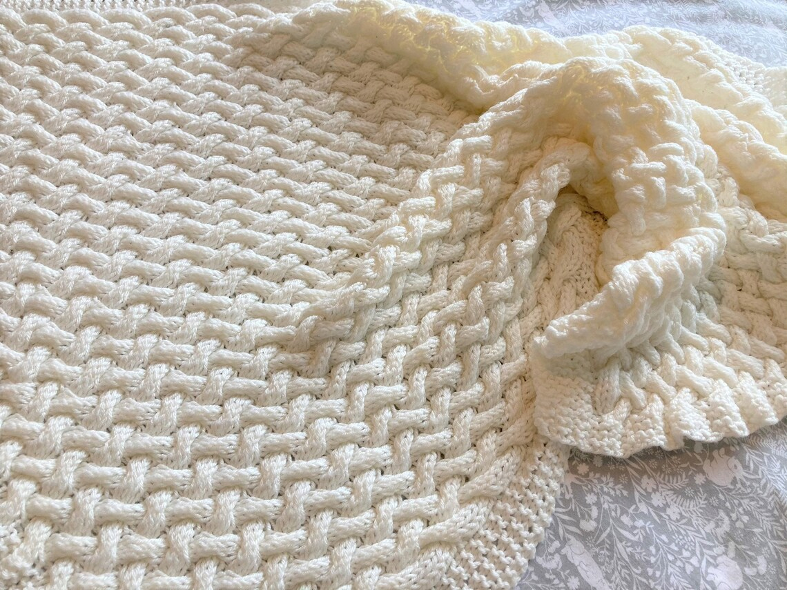 Wicker Basketweave Baby Blanket Knitting Pattern