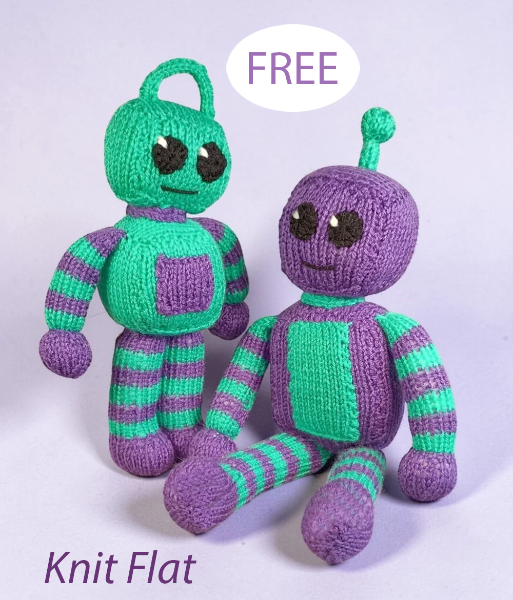 Free Knitting Pattern Widget and Bolt the Robots