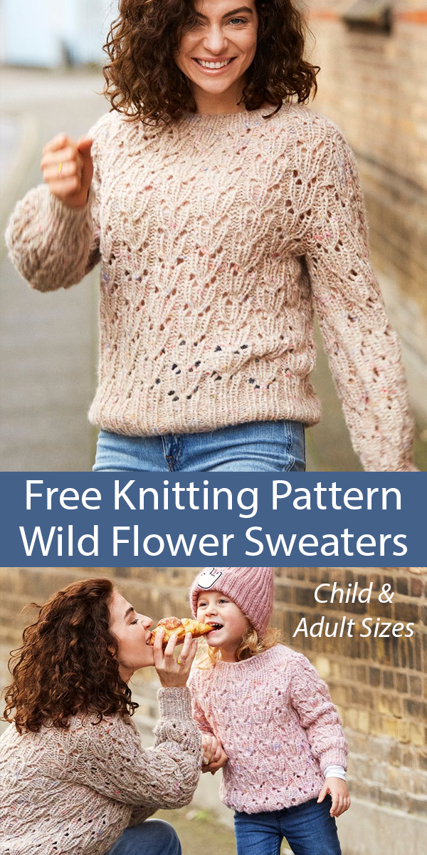 Wild Flower Sweater Free Knitting Pattern Sizes Child to Adult