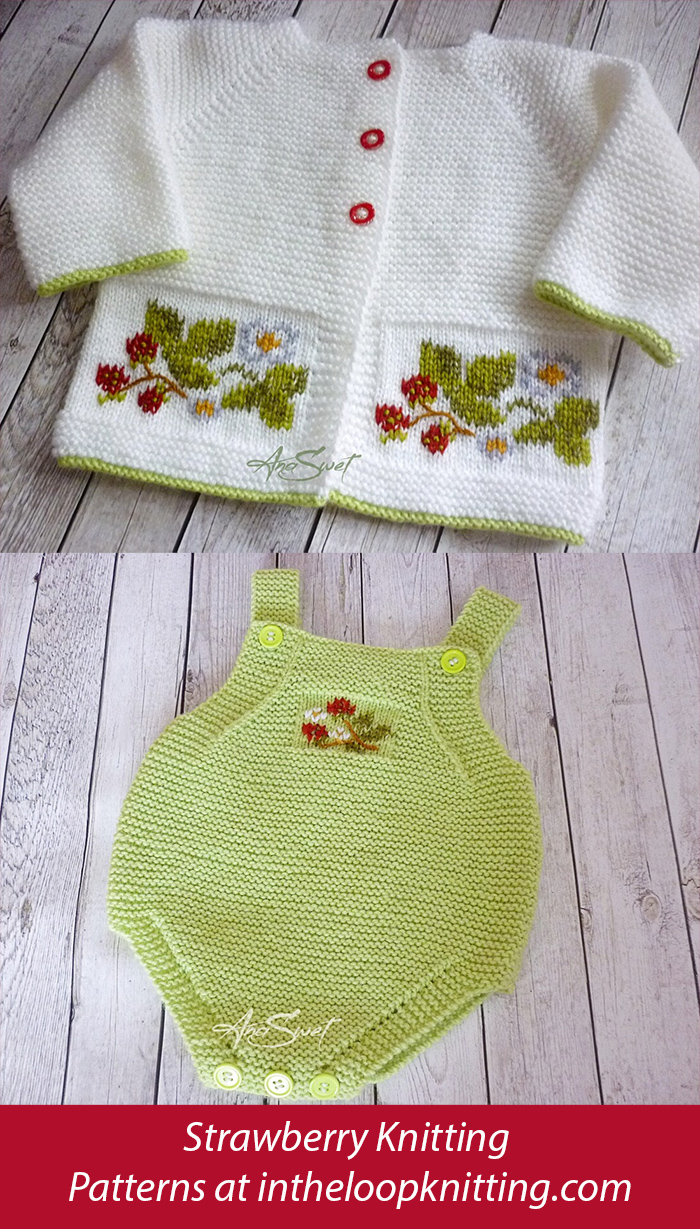 Baby Wild Strawberries Cardigan and Romper Knitting Pattern 