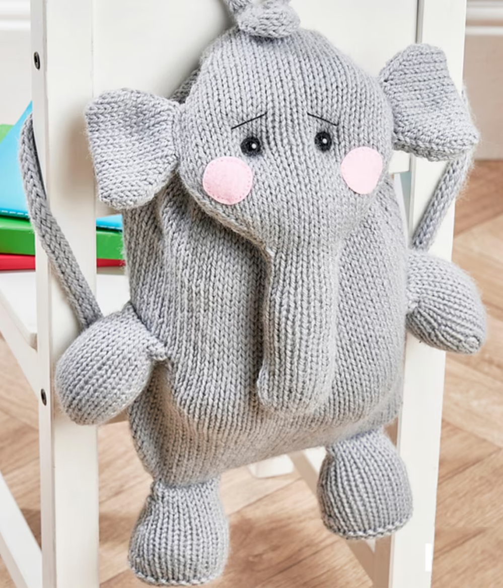 Elephant Backpack Knitting Pattern