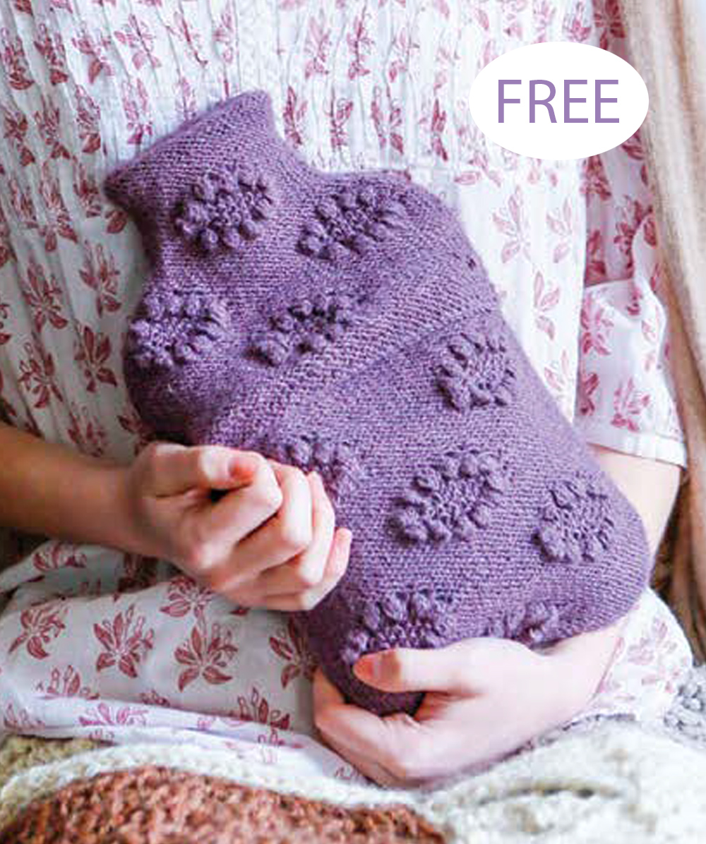 Free Wildwood Flower Hot Water Bottle Cover Knitting Pattern