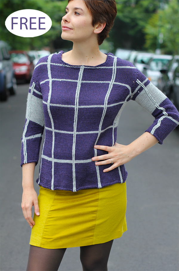 Windowpane Sweater Free Knitting Pattern