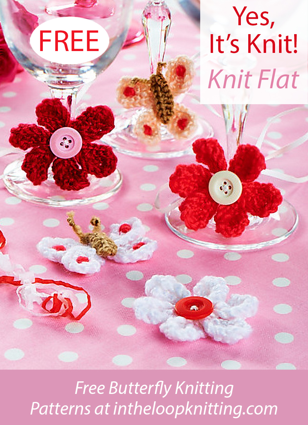 Butterfly and Flower Charms Free Knitting Pattern