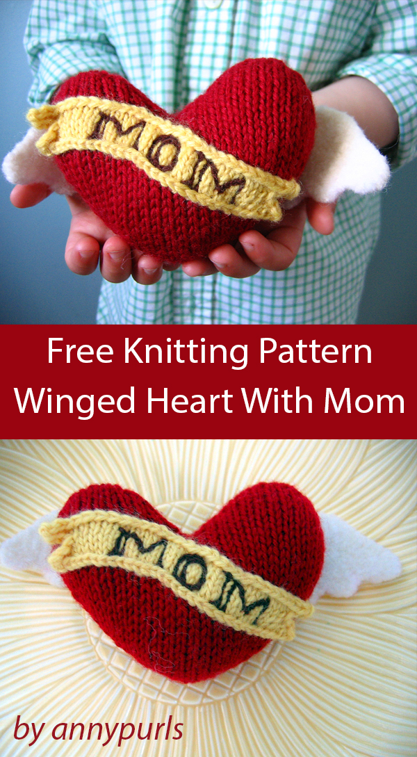 Free Knitting Pattern for Winged Heart Tattoo