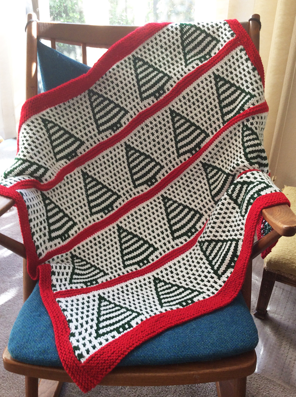 Free Christmas Knitting Pattern Winter Pines Blanket