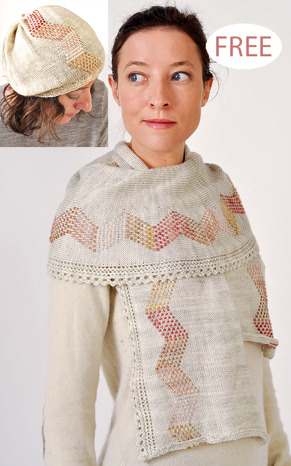 Free Winter Romance Shawl and Hat Set Knitting Pattern