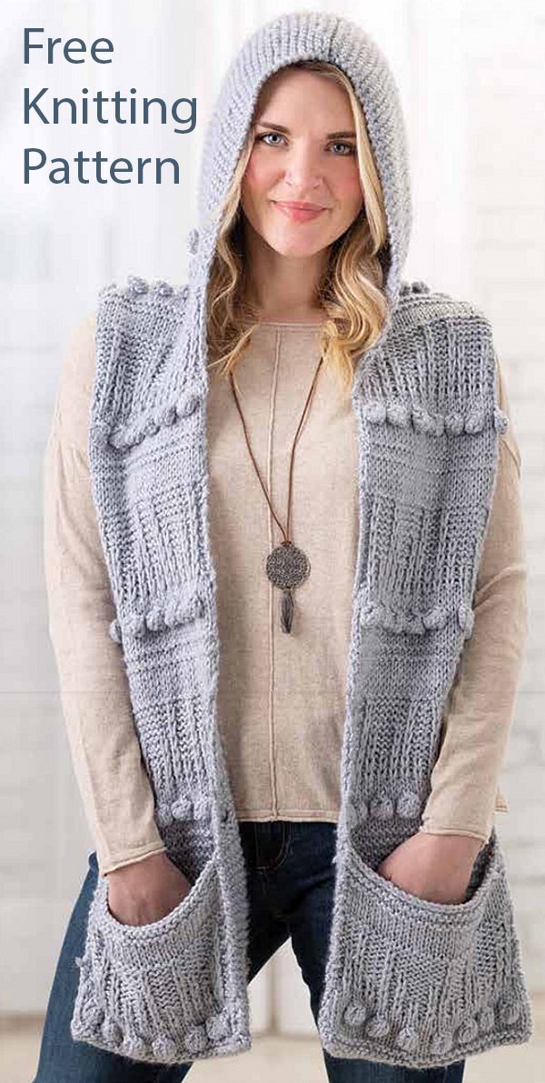 Free Scarf Knitting Pattern Winterval Hooded Pocket Scarf
