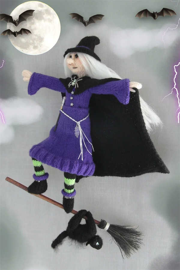 Knitting Patterns for Witchhazel the Flying Witch