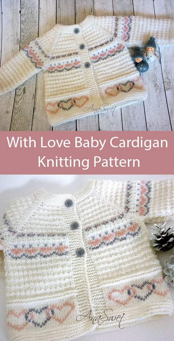 Heart Baby Cardigan Knitting Pattern With Love P067