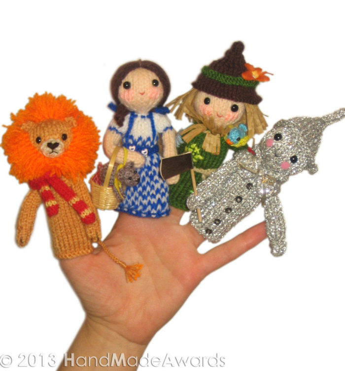 Knitting Pattern for Wizard of Oz Finger Puppets