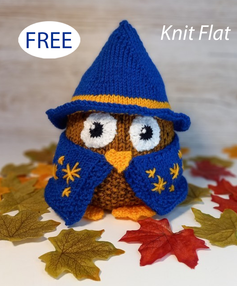 Free Wizard Owl Knitting Pattern Knit Flat