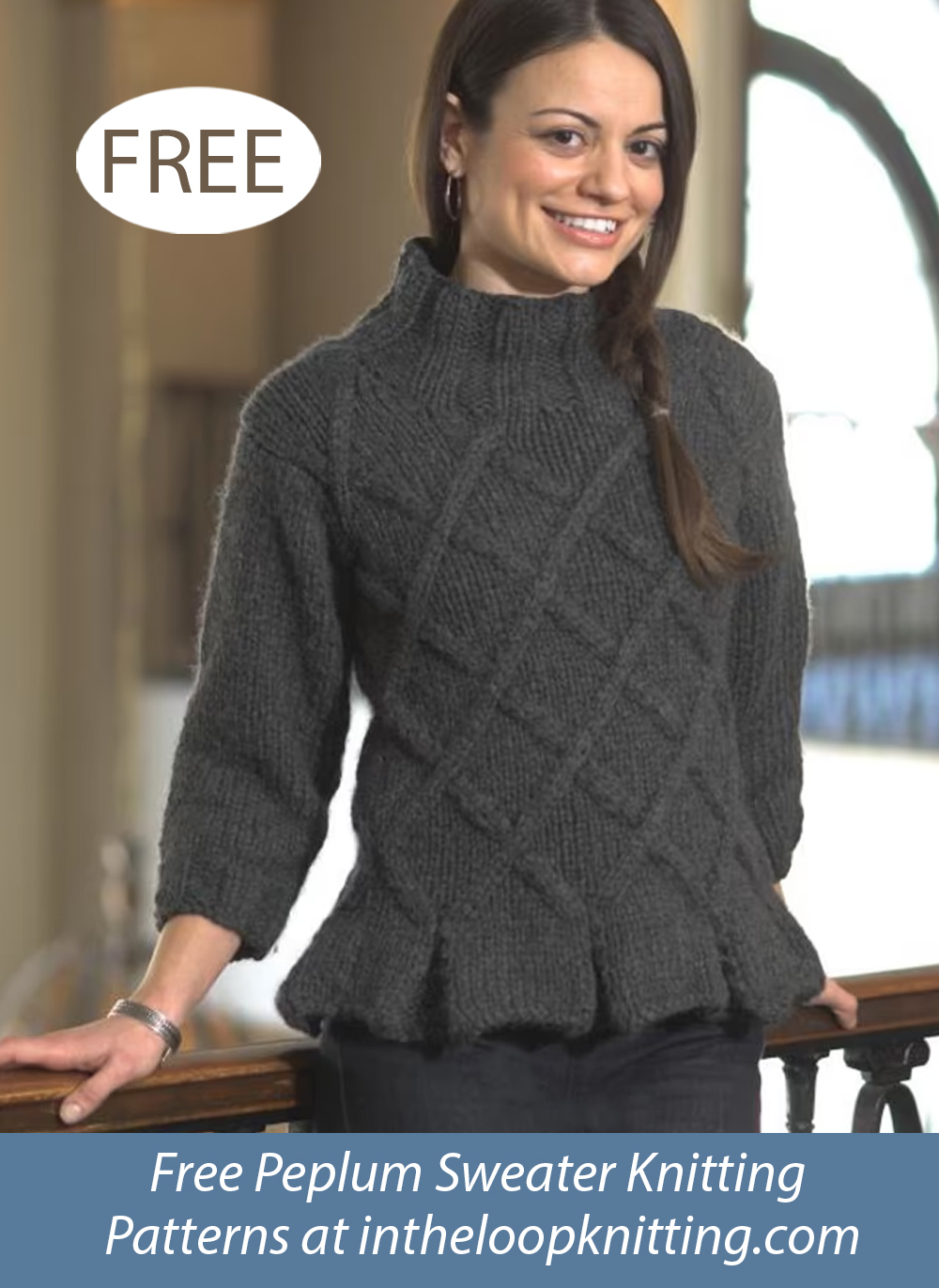 Free Women's Lattice Pullover with Peplum Knitting Pattern