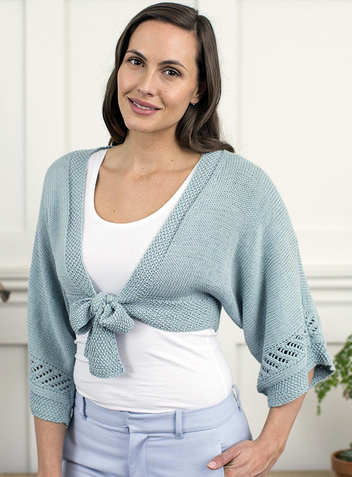 Women's Cardigan Knitting Pattern Womens Bolero With Tie Front