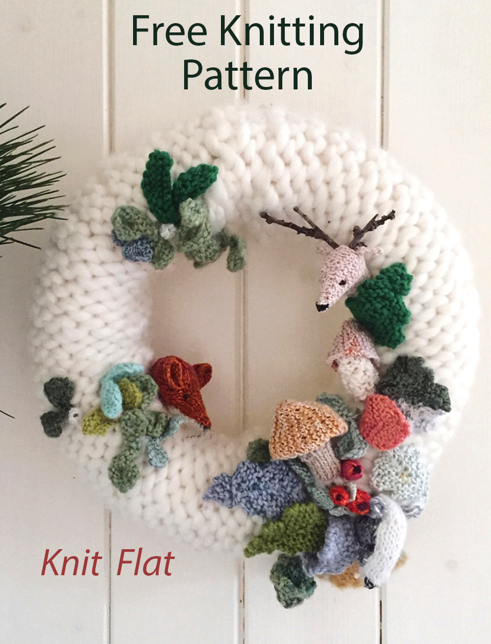 Woodland Wreath Free Knitting Pattern