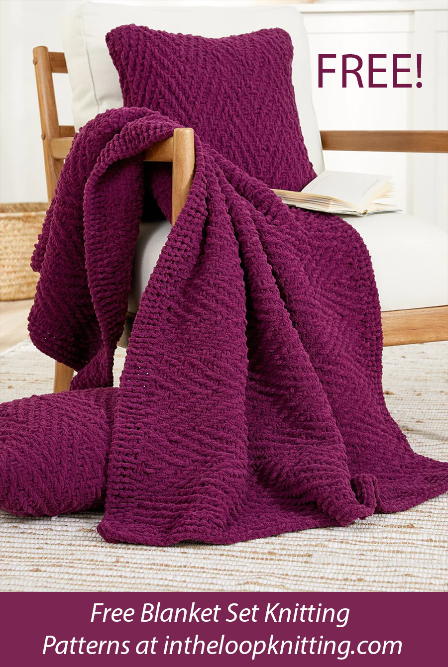 Free Woven Herringbone Blanket and Pillows Knitting Pattern