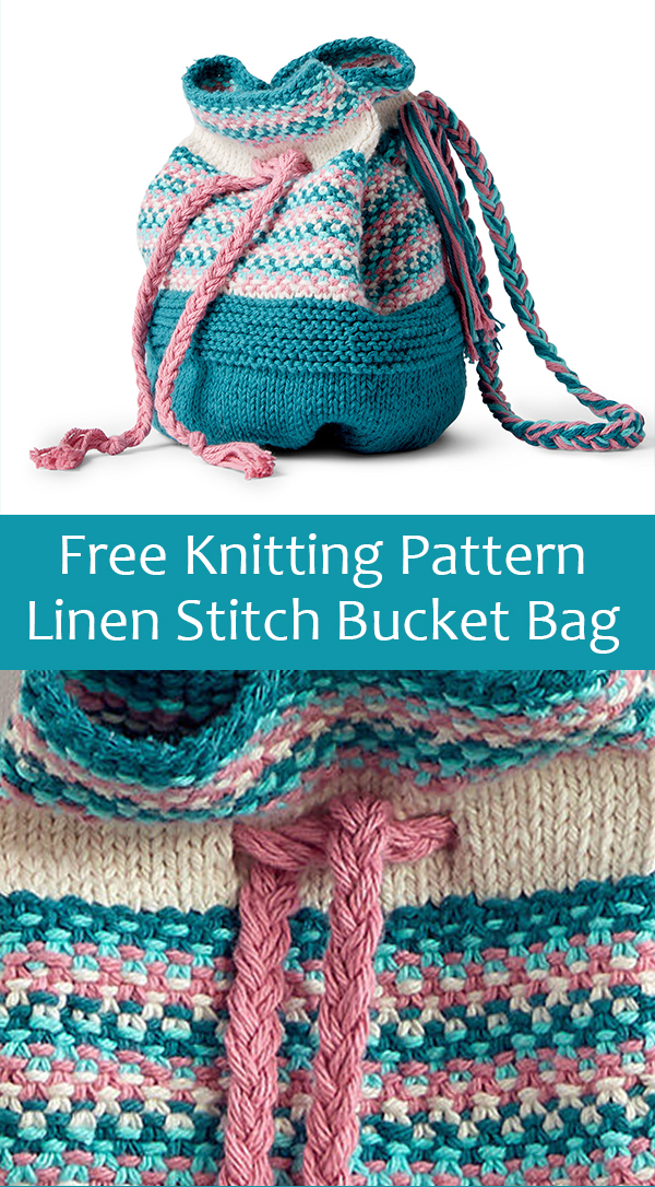 Free Knitting Pattern for Woven Look Bucket Bag