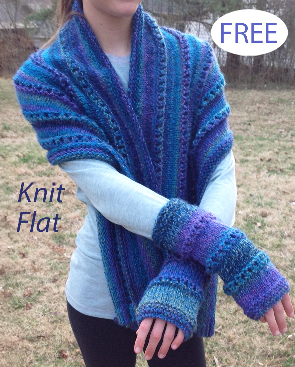 Free Wrap and Fingerless Gloves Set Knitting Pattern