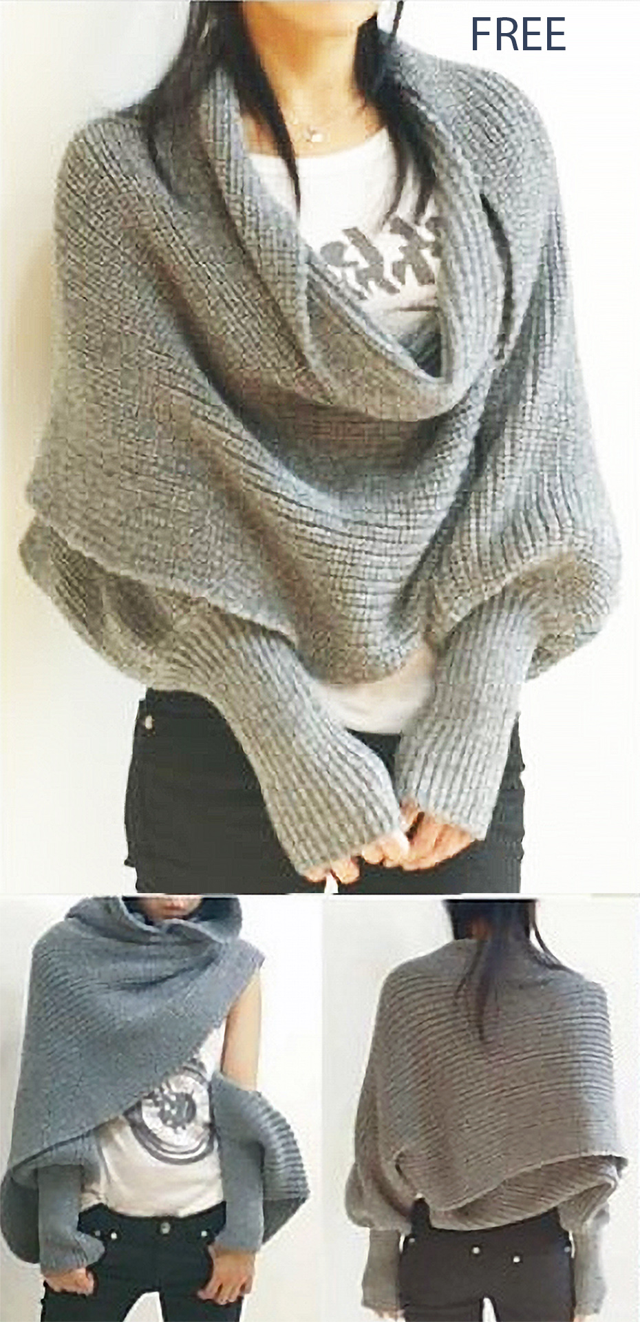 Shawl With Sleeves Free Knitting Pattern