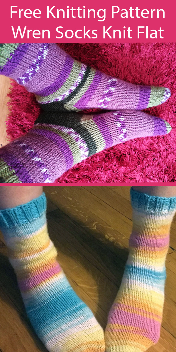 Free Knitting Pattern for Wren Socks Knit Flat