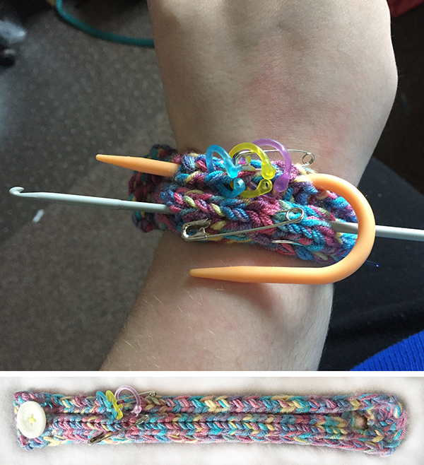 Free Knitting Pattern for Wrist Tool Belt for Knitters