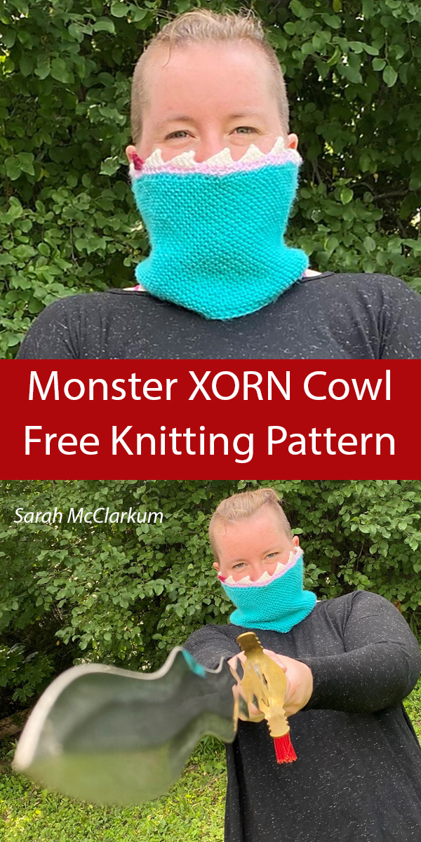Halloween Monster or Shark Cowl Knitting Pattern Dungeons and Dragons XORN